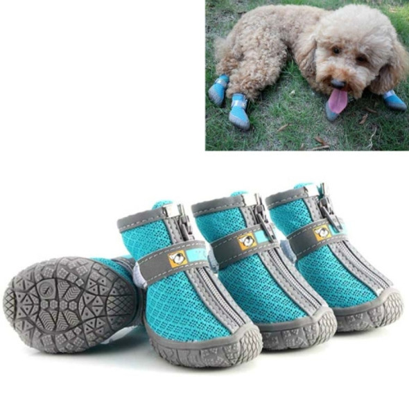 4 PCS / Set Breathable Non-slip Wear-resistant Dog Shoes Pet Supplies, Size: 4.8x5.3cm(Lake Blue)