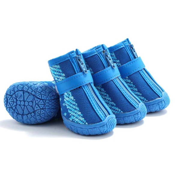 4 PCS / Set Breathable Non-slip Wear-resistant Dog Shoes Pet Supplies, Size: 4.3x4.8cm(Blue)