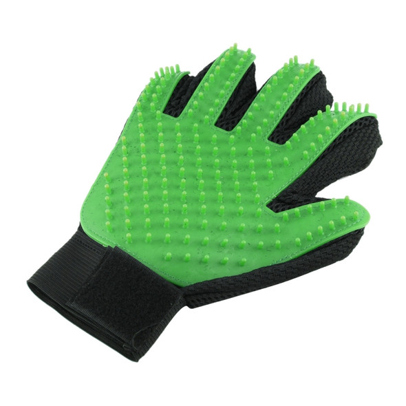 Right Hand Five Finger Deshedding Brush Glove Pet Gentle Efficient Massage Grooming(Green)
