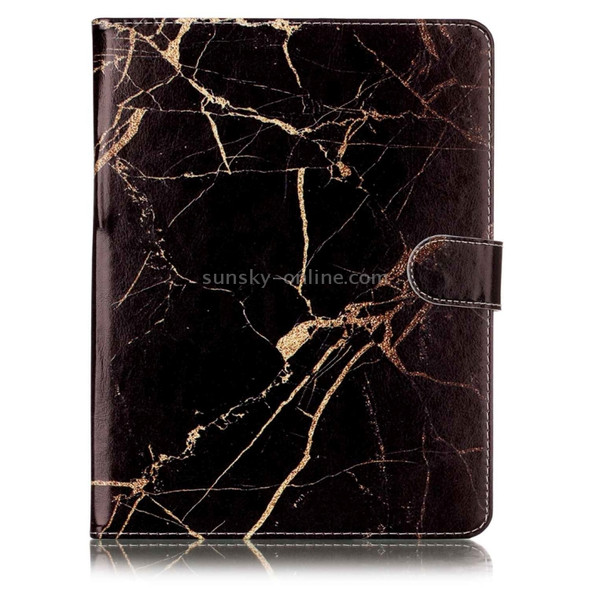 For 8 inch Tablet PC Black Gold Marble Pattern universal Horizontal Flip Leather Case with Holder & Card Slots & Wallet(Blue)