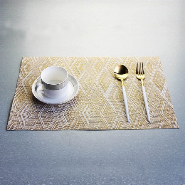 Rhombus Jacquard Thick Waterproof Non-slip Tablecloth Pad PVC Insulation Mat(Golden)