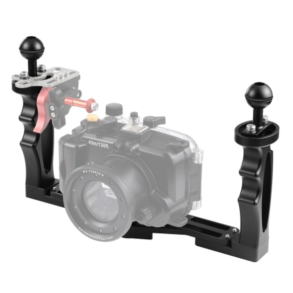 PULUZ Dual Handles Aluminium Alloy Tray Stabilizer for Underwater Camera Housings (Black)