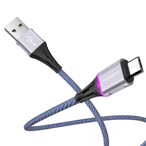 Borofone BU25 1.2m 2.4A USB to Micro USB Glory Charging Data Cable(Blue)