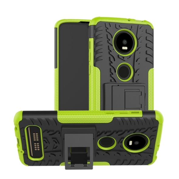Tire Texture TPU+PC Shockproof Phone Case for Motorola Moto Z4 Play (with Fingerprint Hole), with Holder (Green)