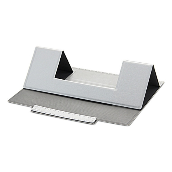 Laptop Leather Folding Stand Tablet Phone Holder(Silver Gray)