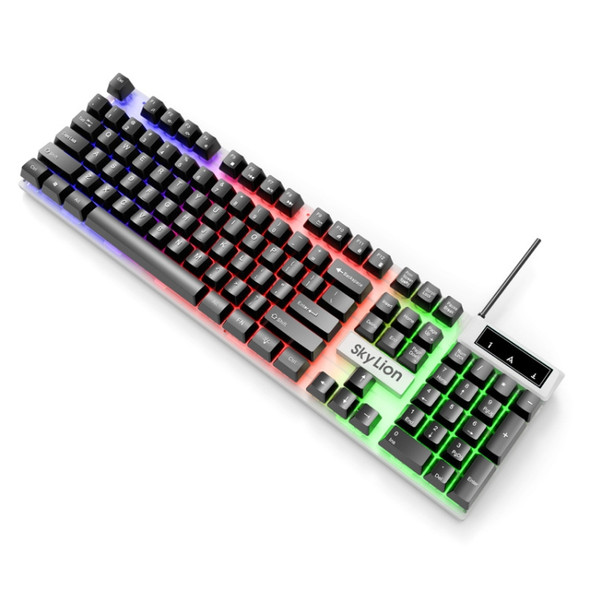 Skylion H600 1600dpi 104-Keys Wired Luminous Keyboard Manipulator Gaming Keyboard, Colour:  Keyboard (Black Rainbow)