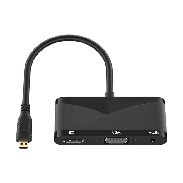 h115 3 in 1 Micro HDMI to HDMI + VGA + 3.5 Audio Converter Cable(Black)