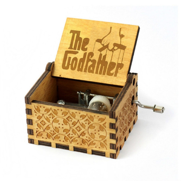 Retro Wooden DIY Music Box Mini Hand-cranked Creative Music Box(Godfather)