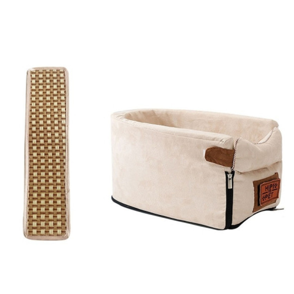 Car Central Control Seat Pet Portable Bed Pad, Colour: Oval Beige+Summer Mat(42x20x22cm)