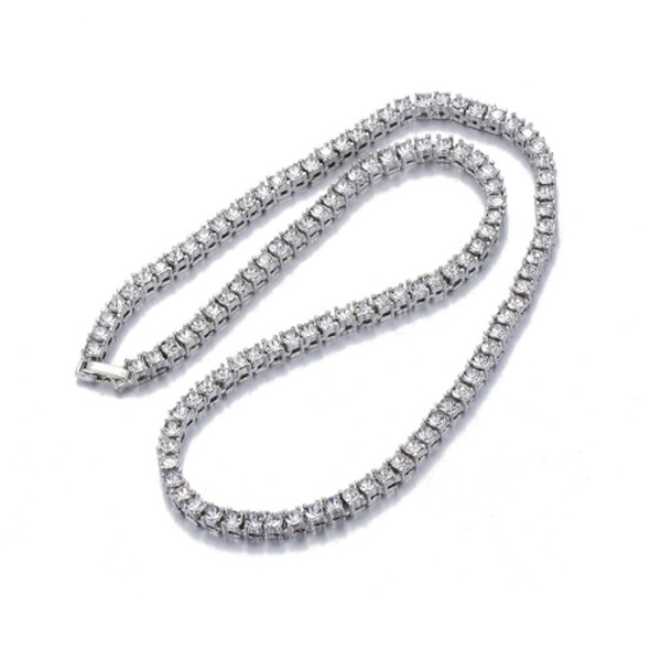 NL006 Alloy Rhinestone Street Hip Hop Necklace, Size: 20 Inches (White Gold)