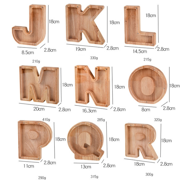 Wooden English Alphabet Piggy Bank Transparent Acrylic Piggy Bank(Q)
