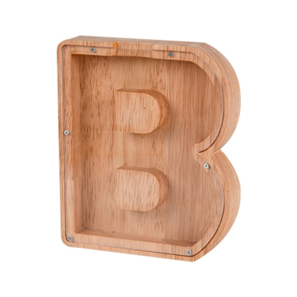 Wooden English Alphabet Piggy Bank Transparent Acrylic Piggy Bank(B)