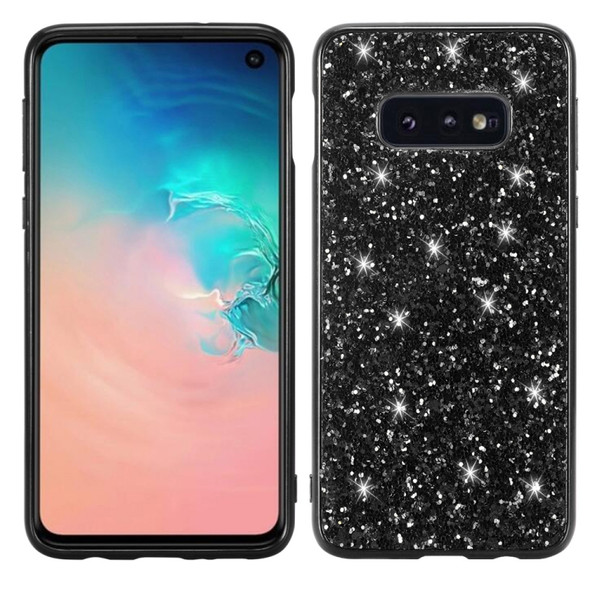 Glitter Powder Shockproof TPU Protective Case for Galaxy S10e (Black)