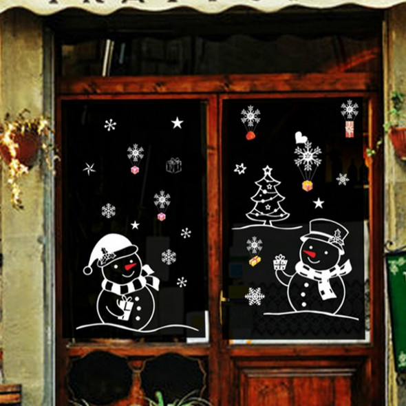 2 PCS Snowman Christmas Glass Window Removable Sticker Christmas Decoration