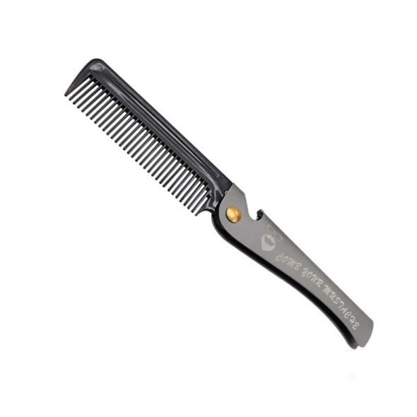 Folding Oil Head Comb Beard Styling Comb(Plating Gray)