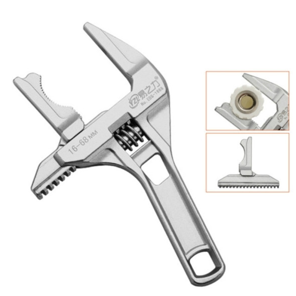 YZL Multifunctional Short Handle Large Opening Adjustable Wrench, Style: Silver Bathroom