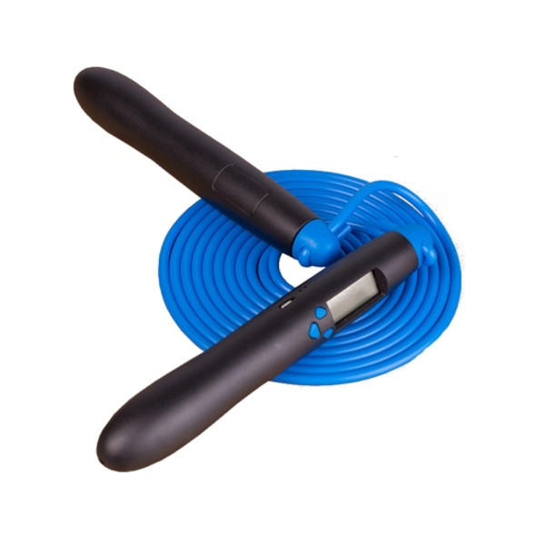 Intelligent Voice Broadcast Electronic Counting Skipping Rope(Black Handle+Blue)