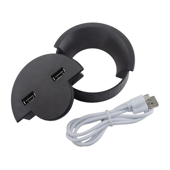 80mm Desktop Outlet USB Cable Wire Hole Cover Round Winder Holder