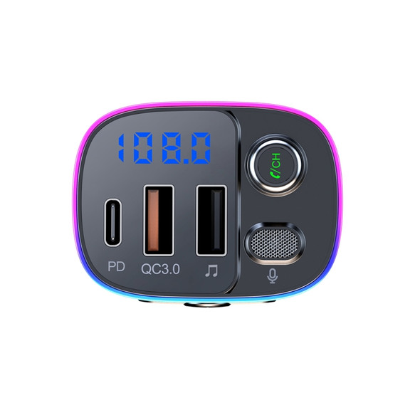 T65 Car Bluetooth FM Transmitter Dual USB Type-C QC3.0 Charger