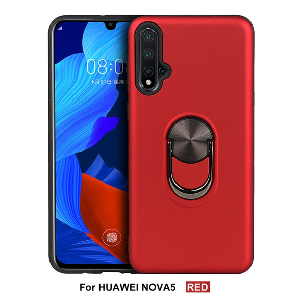 For Huawei Nova 5   360 Rotary Multifunctional Stent PC+TPU Case with Magnetic Invisible Holder(Red)