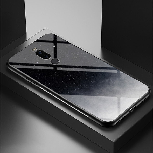 For Meizu X8 Starry Sky Painted Tempered Glass TPU Shockproof Protective Case(Starry Sky Crescent)
