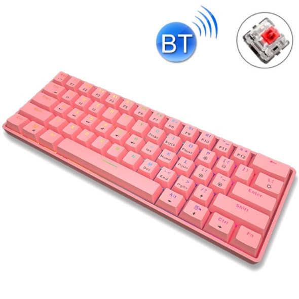 LEAVEN K28 61 Keys Gaming Office Computer RGB Wireless Bluetooth + Wired Dual Mode Mechanical Keyboard, Cabel Length:1.5m, Colour: Red Axis (Pink)