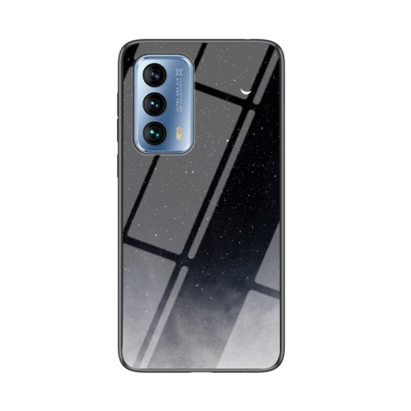 For Meizu 18 Starry Sky Painted Tempered Glass TPU Shockproof Protective Case(Starry Sky Crescent)