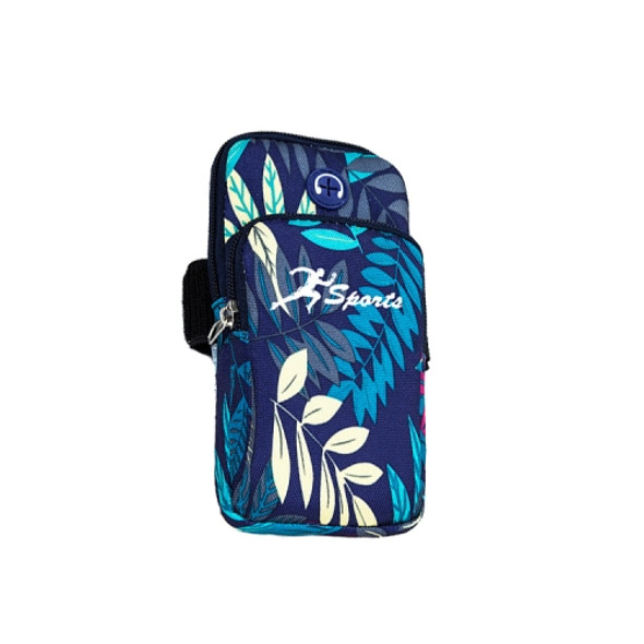 2 PCS B026 Running Mobile Phone Arm Bag Sports Yoga Mobile Phone Bag, Specification： Small (Leaves Blue)