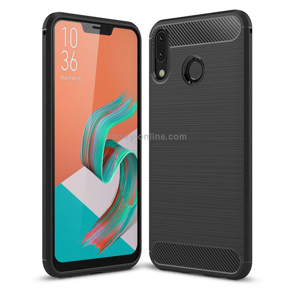 For Asus Zenfone 5z ZS620KL Brushed Texture Carbon Fiber Shockproof TPU Protective Back Case (Black)