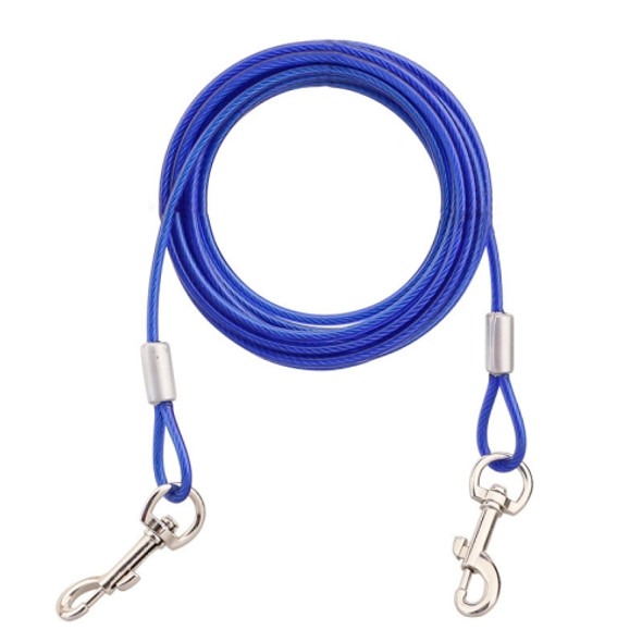 Double-end Steel Wire Rope Pet Dogs 2 in 1 Traction Rope Pet Walking Leads With Handle, Length: 5m, Random Color Delivery