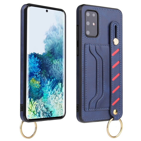 For Huawei P40 Wristband Wallet Leather Phone Case(Blue)