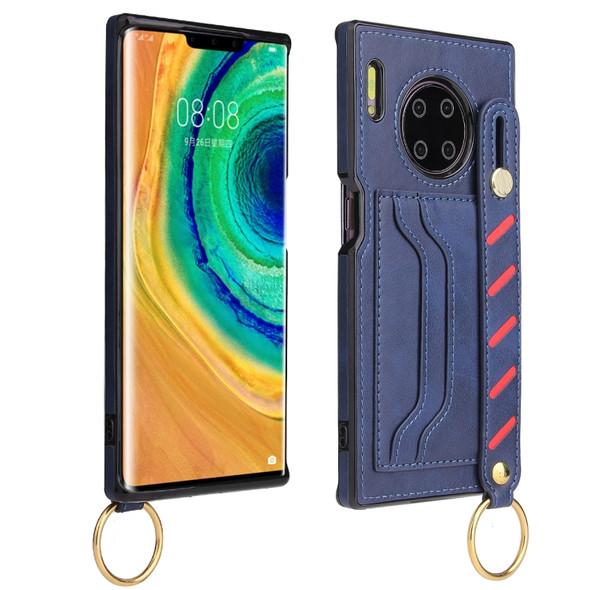 For Huawei Mate 30 Pro Wristband Wallet Leather Phone Case(Blue)