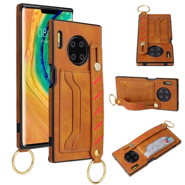 For Huawei Mate 30 Pro Wristband Wallet Leather Phone Case(Yellow)