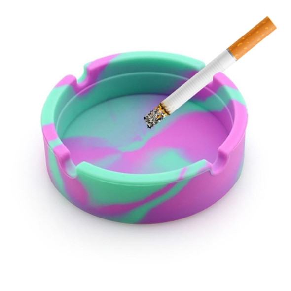 Luminous Silicone Round Ashtray Mixed Color Internet Cafe Bar Gift Ashtray(Mint Green Rose Red)
