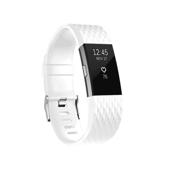 Diamond Pattern Adjustable Sport Wrist Strap for FITBIT Charge 2, Size: L, 12.5x8.5cm(White)