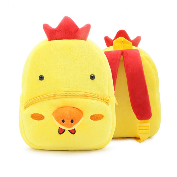 Kids 3D Animal Velvet Backpacks Children Cartoon Kindergarten Toys Gifts School Bags(Chick)