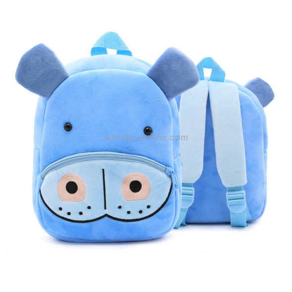 Kids 3D Animal Velvet Backpacks Children Cartoon Kindergarten Toys Gifts School Bags(Hippo)
