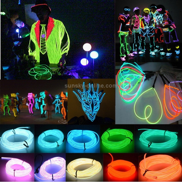 Flexible LED Light EL Wire String Strip Rope Glow Decor Neon Lamp USB Controlle 3M Energy Saving Mask Glasses Glow Line F277(Yellow Light)