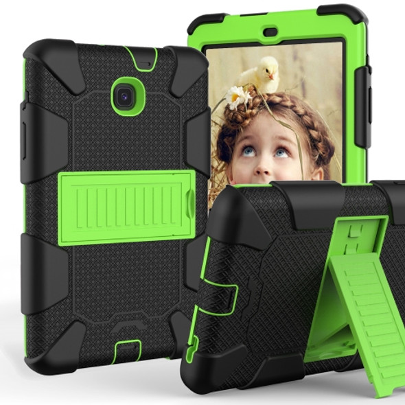 Shockproof Two-color Silicone Protection Shell for Galaxy Tab A 8.0 (2018) T387, with Holder (Black+Yellow-green)