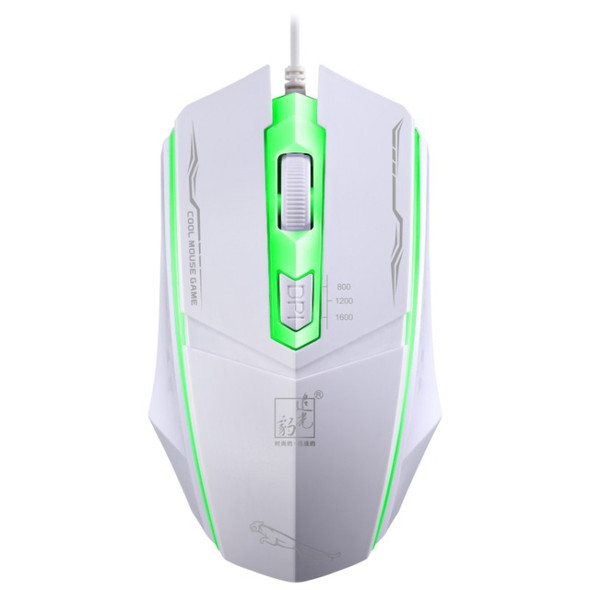 Chasing Leopard 199 USB 1600DPI Three-speed Adjustable LED Backlight Wired Optical Gaming Mouse, Length: 1.3m(White)