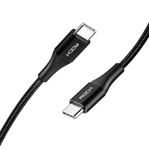 ROCK 1m USB-C / Type-C to USB Metal Weave Style Fast Charging Data Cable(Black)