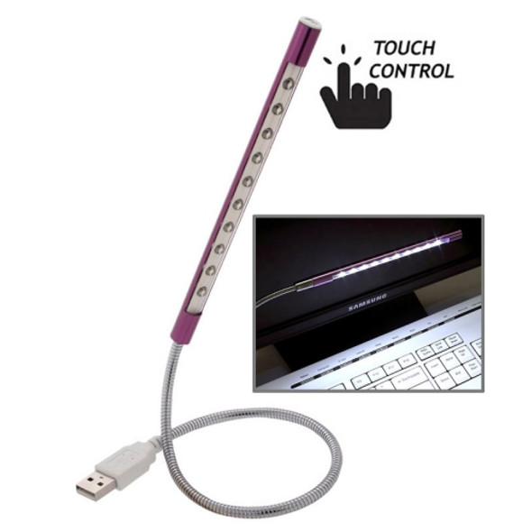 Portable Touch Switch  USB LED Light, 10-LED (Purple)