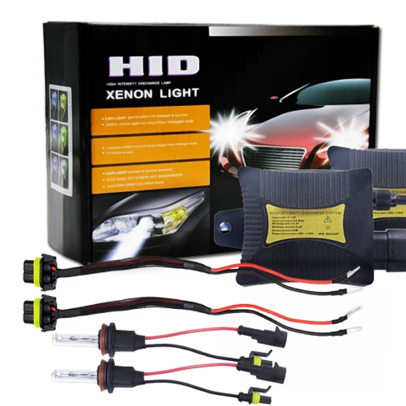 55W H8/H9/H11 6000K HID Xenon Light Conversion Kit with Slim Ballast High Intensity Discharge Lamp, White