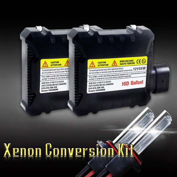 55W 9006/HB4 6000K HID Xenon Light Conversion Kit with High Intensity Discharge Alloy Slim Ballast, White