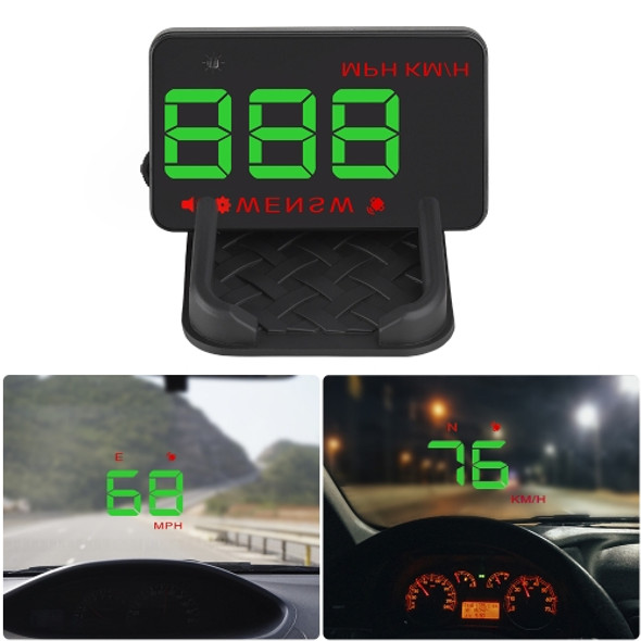 Geyiren A5 HUD 3.5 inch Car Head Up Display with GPS System, Two Mode Display, Light Sensors, KM/h MPH Speed, Compass, Speed Alarm (Green Light)