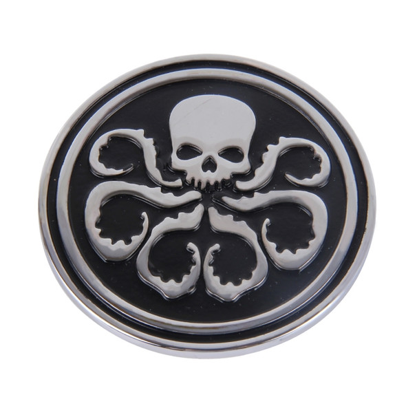 Skull Pattern Circular Shape Shining Metal Car Free Sticker(Black)