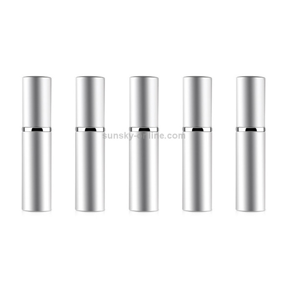 5 PCS Portable Mini Refillable Glass Perfume Fine Mist Atomizers with Metallic Exterior, 5ml (Silver)