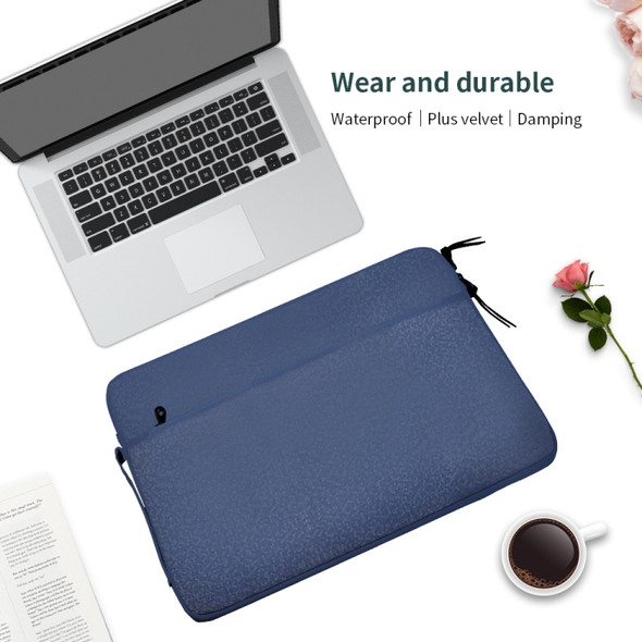 Diamond Pattern Portable Waterproof Sleeve Case Double Zipper Briefcase Laptop Carrying Bag for 15-15.4 inch Laptops (Dark Blue)