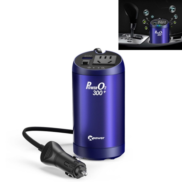 XPower T300 DC 12V to AC 220V Car Multi-functional Power Inverter 2.4A USB Charger Adapter + Negative Ions Air Cleaner (Blue)