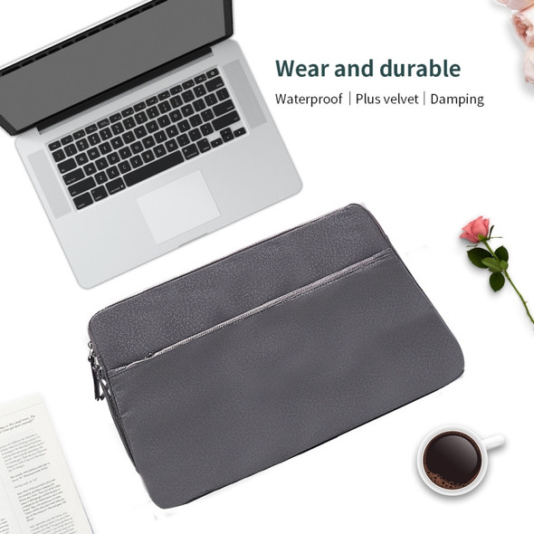 Diamond Pattern Portable Waterproof Sleeve Case Double Zipper Briefcase Laptop Carrying Bag for 15-15.4 inch Laptops (Grey)